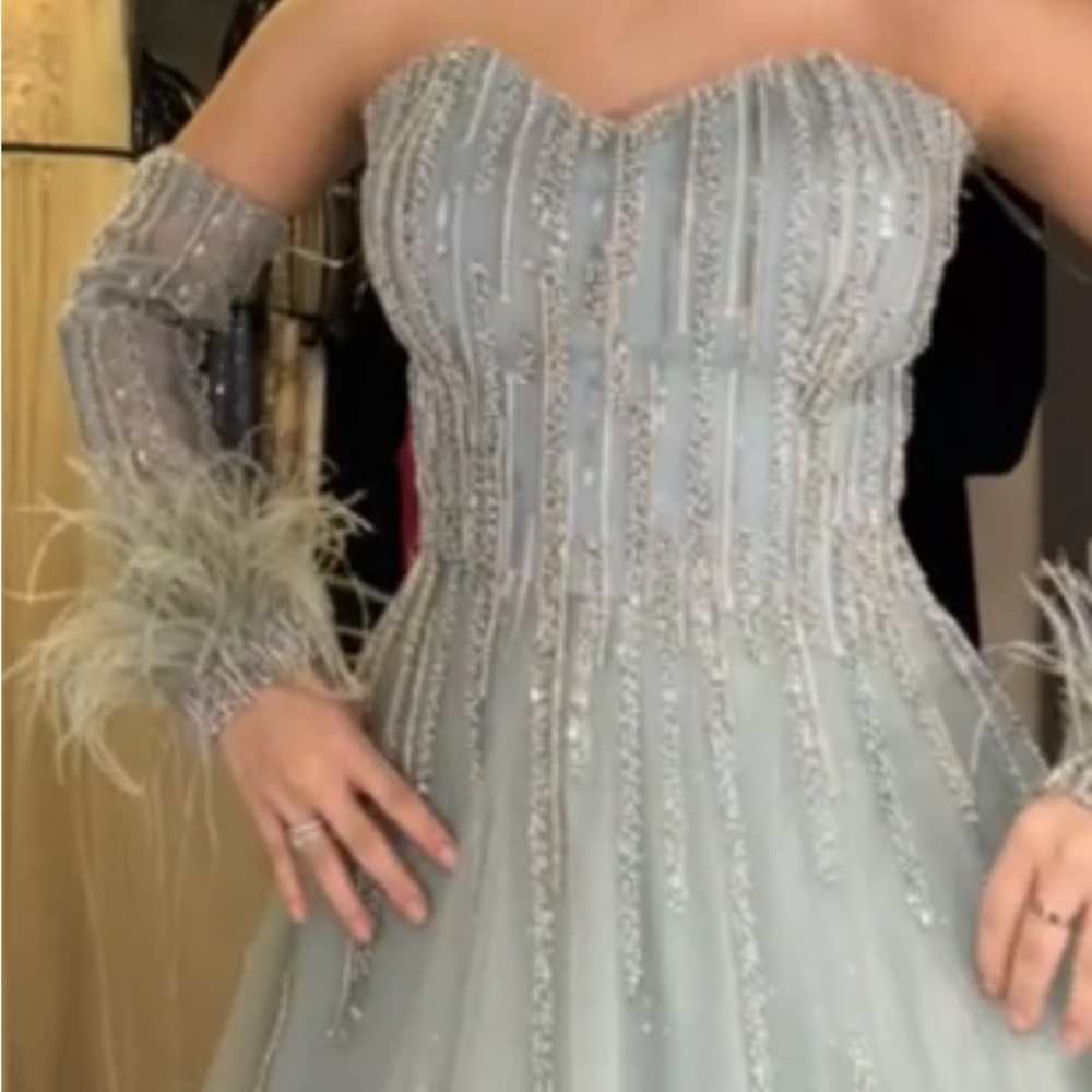 Brand New with Tags. Elegant sage green prom, wedding dress or evening gown.
